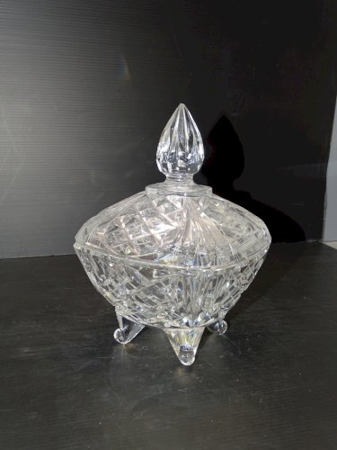 -ANCIEN SUCRIER POT A BONBONS CRISTAL de BOHEME COLLECTION DECO VITRINE   D