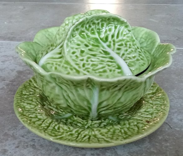 Ancien sucrier Pot À Condiment  Chou Barbotine Portugal Old slipware Cabbage