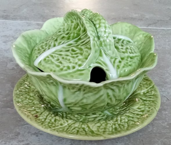 Ancien sucrier Pot À Condiment  Chou Barbotine Portugal Old slipware Cabbage