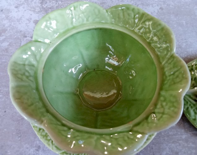 Ancien sucrier Pot À Condiment  Chou Barbotine Portugal Old slipware Cabbage