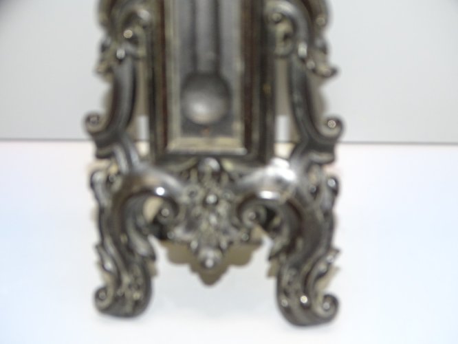 -ANCIEN SUPPORT THERMOMETRE EN EBONITE STYLE ROCAILLE COLLECTION VITRINE deco  D