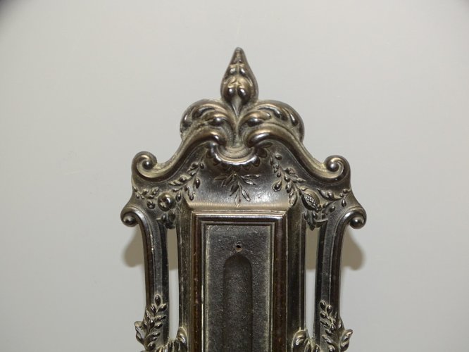 -ANCIEN SUPPORT THERMOMETRE EN EBONITE STYLE ROCAILLE COLLECTION VITRINE deco  D
