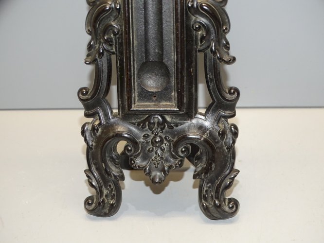 -ANCIEN SUPPORT THERMOMETRE EN EBONITE STYLE ROCAILLE COLLECTION VITRINE deco  D