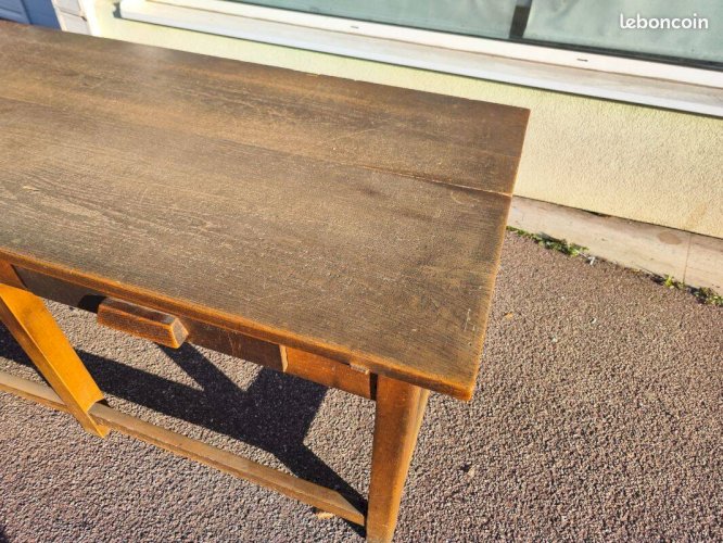 Ancien table de métiers établi bois massif