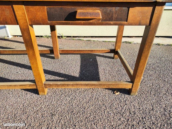 Ancien table de métiers établi bois massif