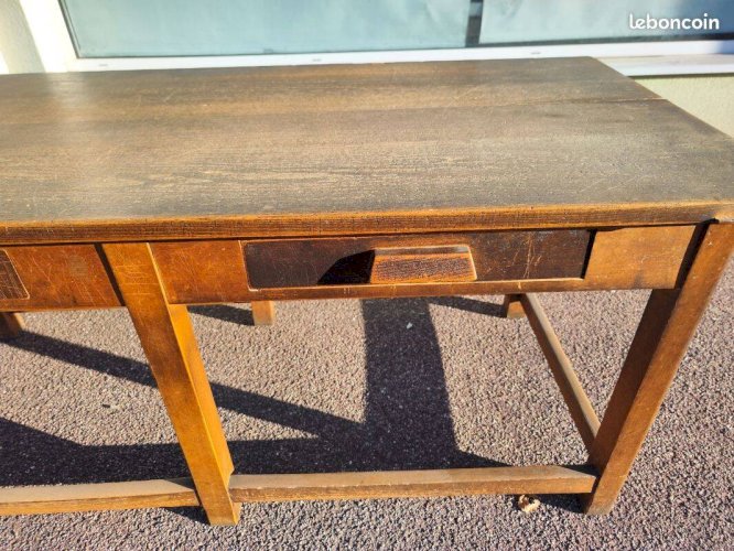 Ancien table de métiers établi bois massif