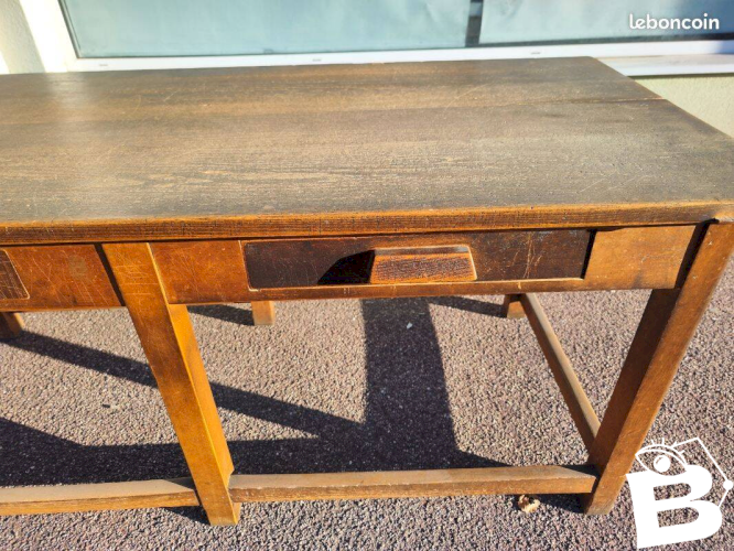 Ancien table de métiers établi bois massif
