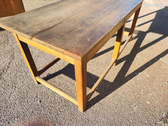 Ancien table de métiers établi bois massif