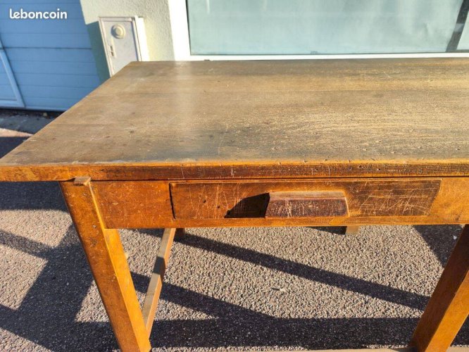 Ancien table de métiers établi bois massif