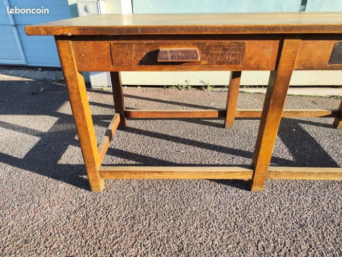 Ancien table de métiers établi bois massif