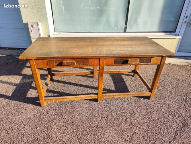 Ancien table de métiers établi bois massif