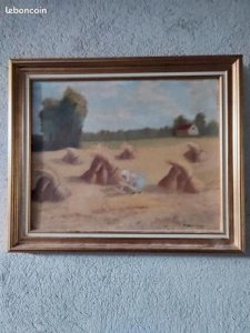 Old peasant decor painting signed P. Boscheron in good condition.