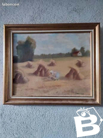 Ancien Tableau à decor paysan signé P.Boscheron en bon etat