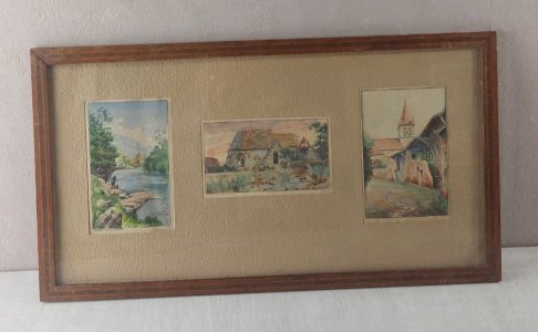 Ancien tableau de dessins / peinture, 1918