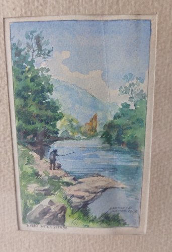 Ancien tableau de dessins / peinture, 1918