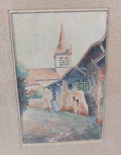 Ancien tableau de dessins / peinture, 1918