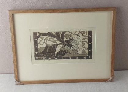 Ancien tableau / dessin / peinture, l'arbre de Jessé, par M.M. Gasseau