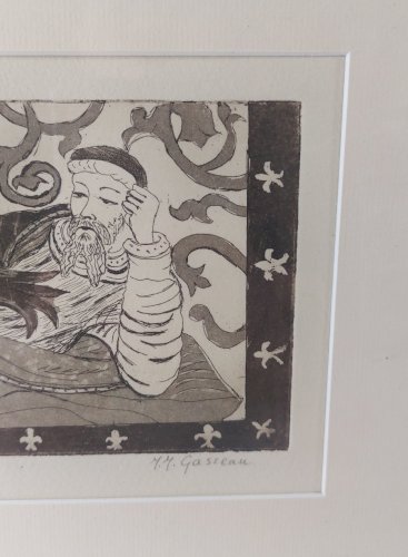 Ancien tableau / dessin / peinture, l'arbre de Jessé, par M.M. Gasseau