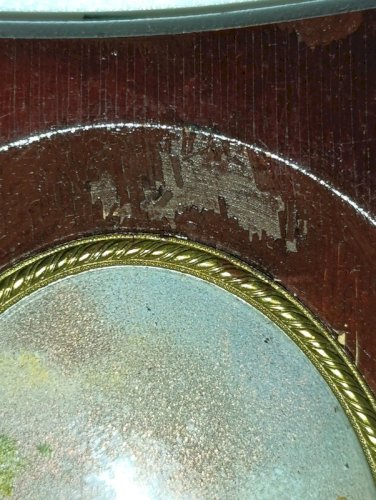 ancien tableau miniature sur cuivre signé avec cadre bois  en bon etat