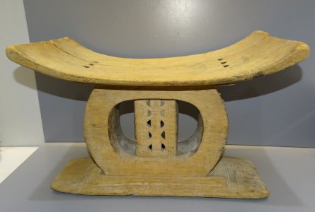 ANCIENT AFRICAN STOOL CARVED WOOD TRIBAL ART from SAGE ASHANTI WOOD GHANA?