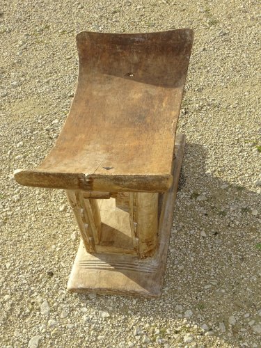 -ANCIEN TABOURET AFRICAIN de SAGE BOIS ASHANTI GHANA? Jus de GRENIER Déco   D