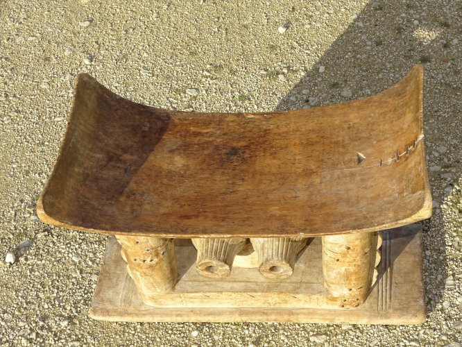 -ANCIEN TABOURET AFRICAIN de SAGE BOIS ASHANTI GHANA? Jus de GRENIER Déco   D