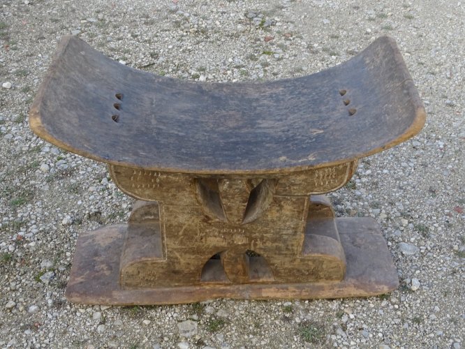 -ANCIEN TABOURET AFRICAIN de SAGE BOIS ASHANTI GHANA? Jus de GRENIER Déco   D