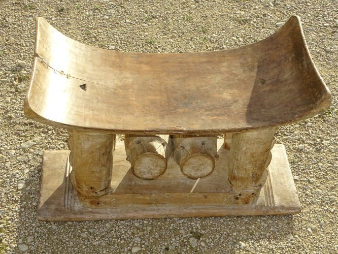 -ANCIEN TABOURET AFRICAIN de SAGE BOIS ASHANTI GHANA? Jus de GRENIER Déco   D