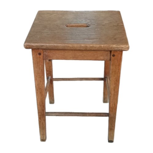 Ancien tabouret Bois Atelier à Poignée Chevillée Meuble Appoint Old Wooden Stool