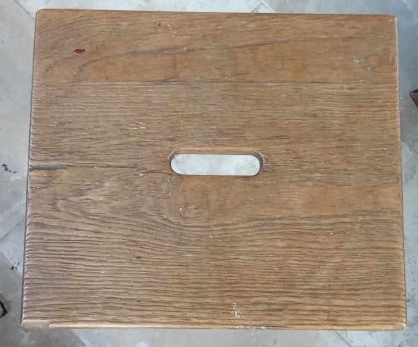 Ancien tabouret Bois Atelier à Poignée Chevillée Meuble Appoint Old Wooden Stool