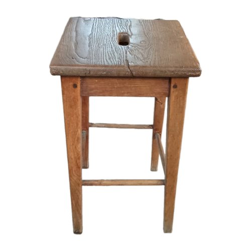 Ancien tabouret Bois Atelier à Poignée Chevillée Meuble Appoint Old Wooden Stool