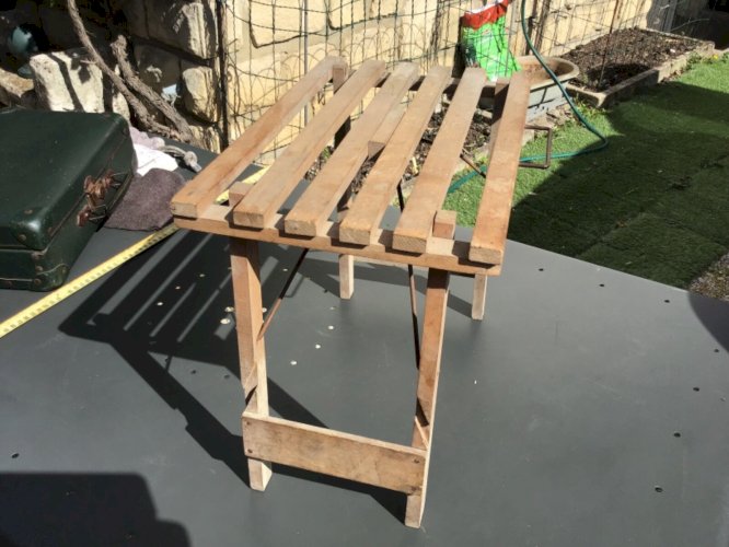 Ancien Tabouret Pliant  Bois -  Pêche, Pique-Nique