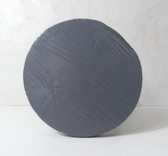 ancien tabouret tripode en chêne massif peint en gris vintage