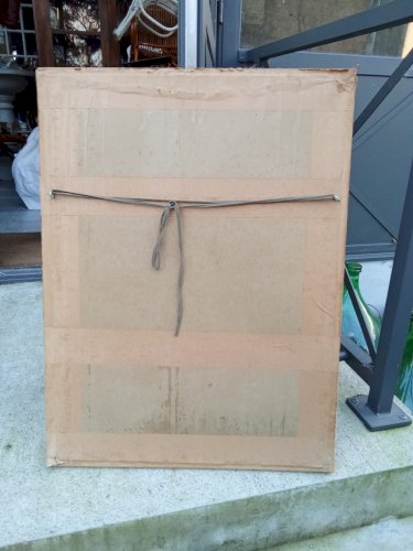 Ancien tapisserie laine broderie canevas tableau  Picasso Jacqueline aux fleurs