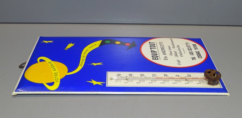 -ANCIEN THERMOMETRE GLACOÏDE MURAL PUBLICITE EQUIP'TOUT Ets ANDREOTTI COGNAC   D