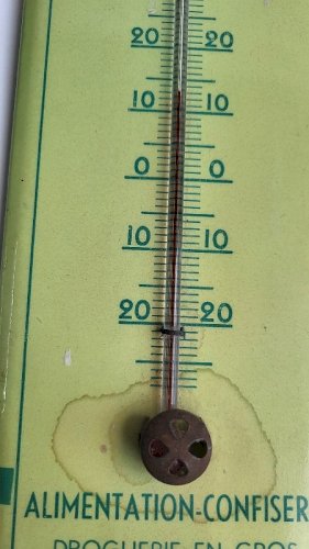 ANCIEN THERMOMETRE PUBLICITAIRE ALIMENTATION CONFISERIE DROGUERIE EN GROS