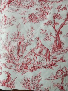 Ancien Tissu ameublement toile de jouy couture  old sewing fabric 9,5 mètres