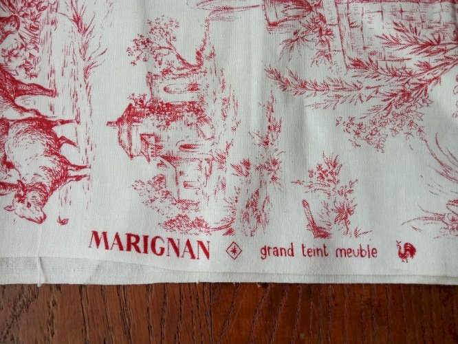 Ancien Tissu ameublement toile de jouy couture  old sewing fabric 9,5 mètres