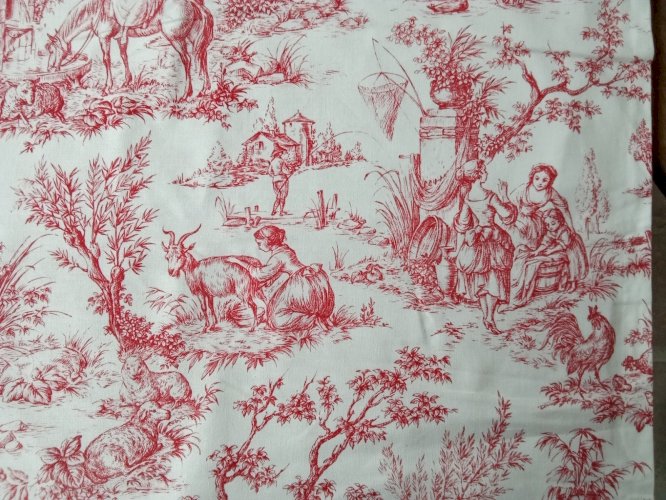 Ancien Tissu ameublement toile de jouy couture  old sewing fabric 9,5 mètres
