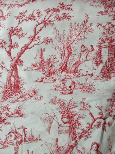 Ancien Tissu ameublement toile de jouy couture  old sewing fabric 9,5 mètres