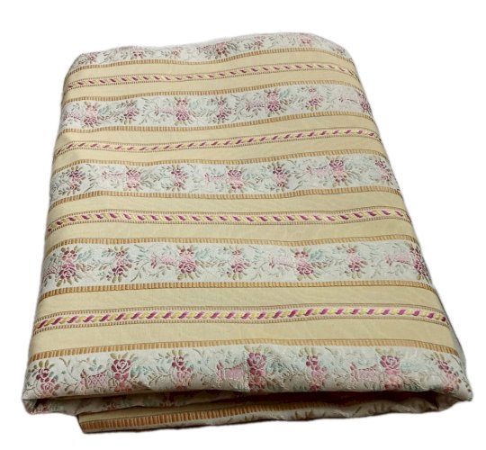 Ancien Tissu Soie décor Panier Fleur Floral couture Tapisserie old sewing fabric