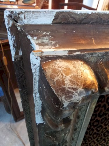 Ancien Très Grand Cadre Encadrement Velours Panthère Pièce Unique