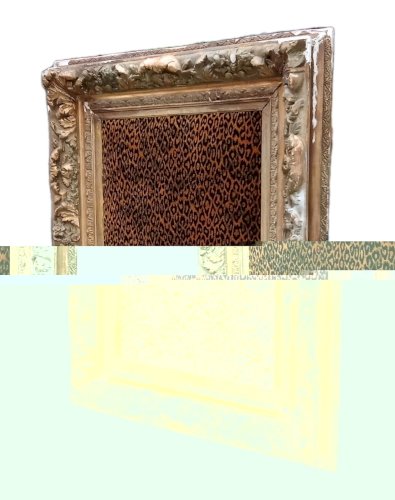 Ancien Très Grand Cadre Encadrement Velours Panthère Pièce Unique