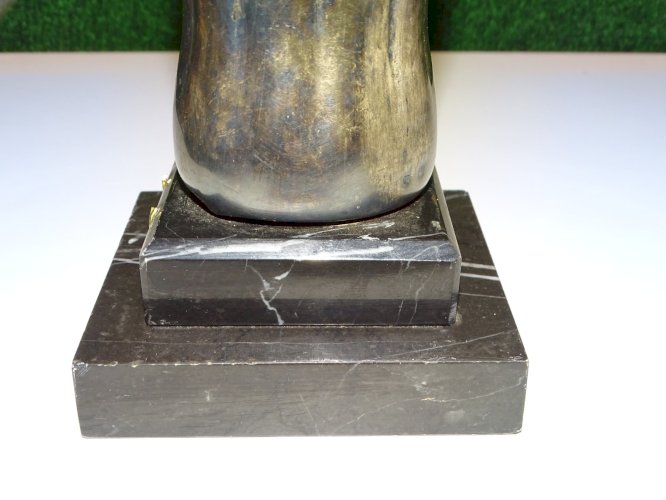 -ANCIEN TROPHEE COCA COLA BOUTEILLE ARGENTEE SOCLE MARBRE NOIR PETITE COURONNE D
