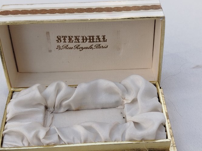 parfumerie et cosmétique vintage de collection, ancien tube de rouge à lèvre Stendhal, 2, rue Royale, Paris