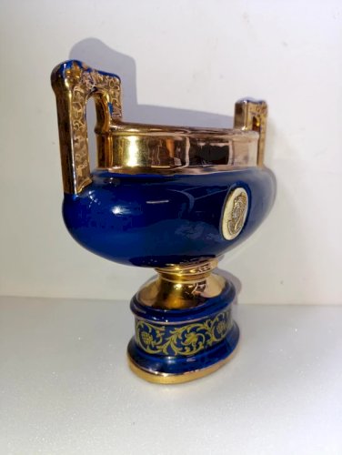 Ancien vase à anse de couleur bleu cobalt de marque CAL de fabrication italienne en bon état.