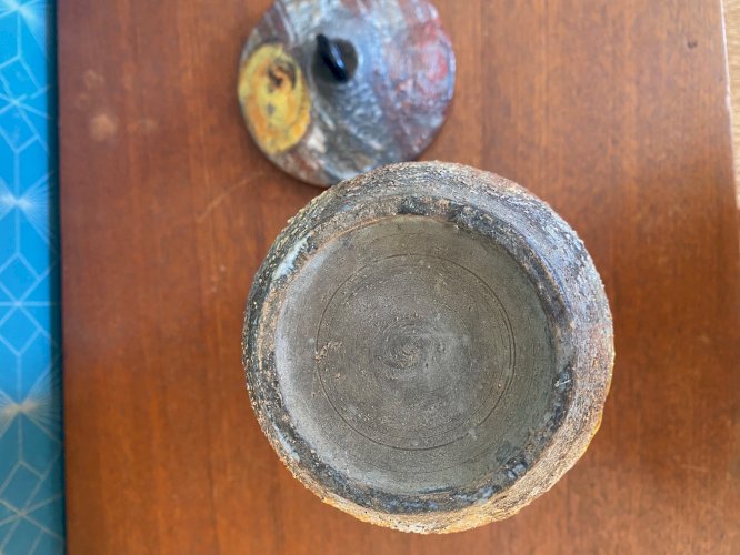 Ancien vase à couvert, terre cuite émaillée, école Italienne Romacréa, 1950.