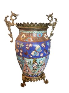 ancien vase chinois en emaux cloisonnés dans son jus chine asiatique