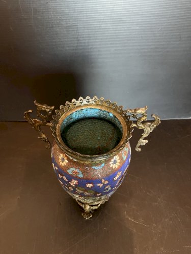 ancien vase chinois en emaux cloisonnés dans son jus chine asiatique