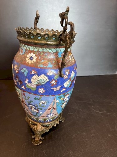 ancien vase chinois en emaux cloisonnés dans son jus chine asiatique